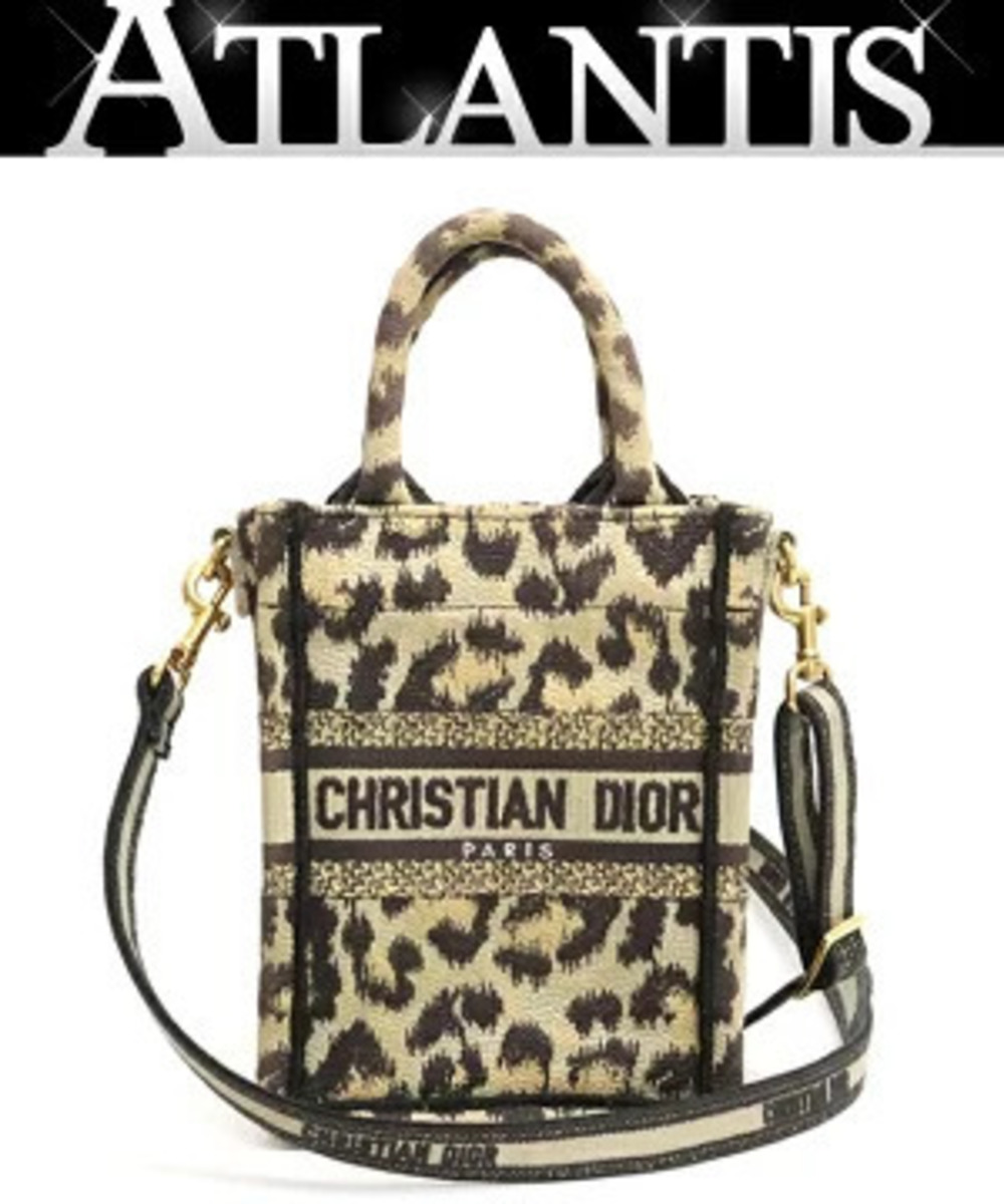 Christian Dior Book Tote Phone Bag Leopard